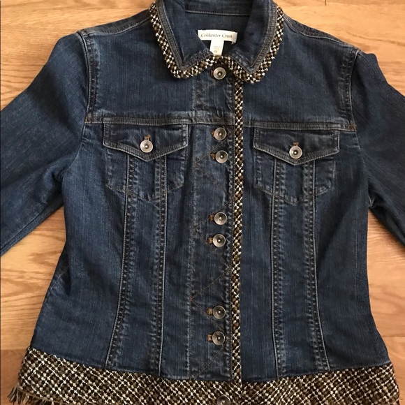Coldwater Creek Jackets & Blazers - Coldwater Creek Jean Jacket with Woven Trim in New Condition, Unique style